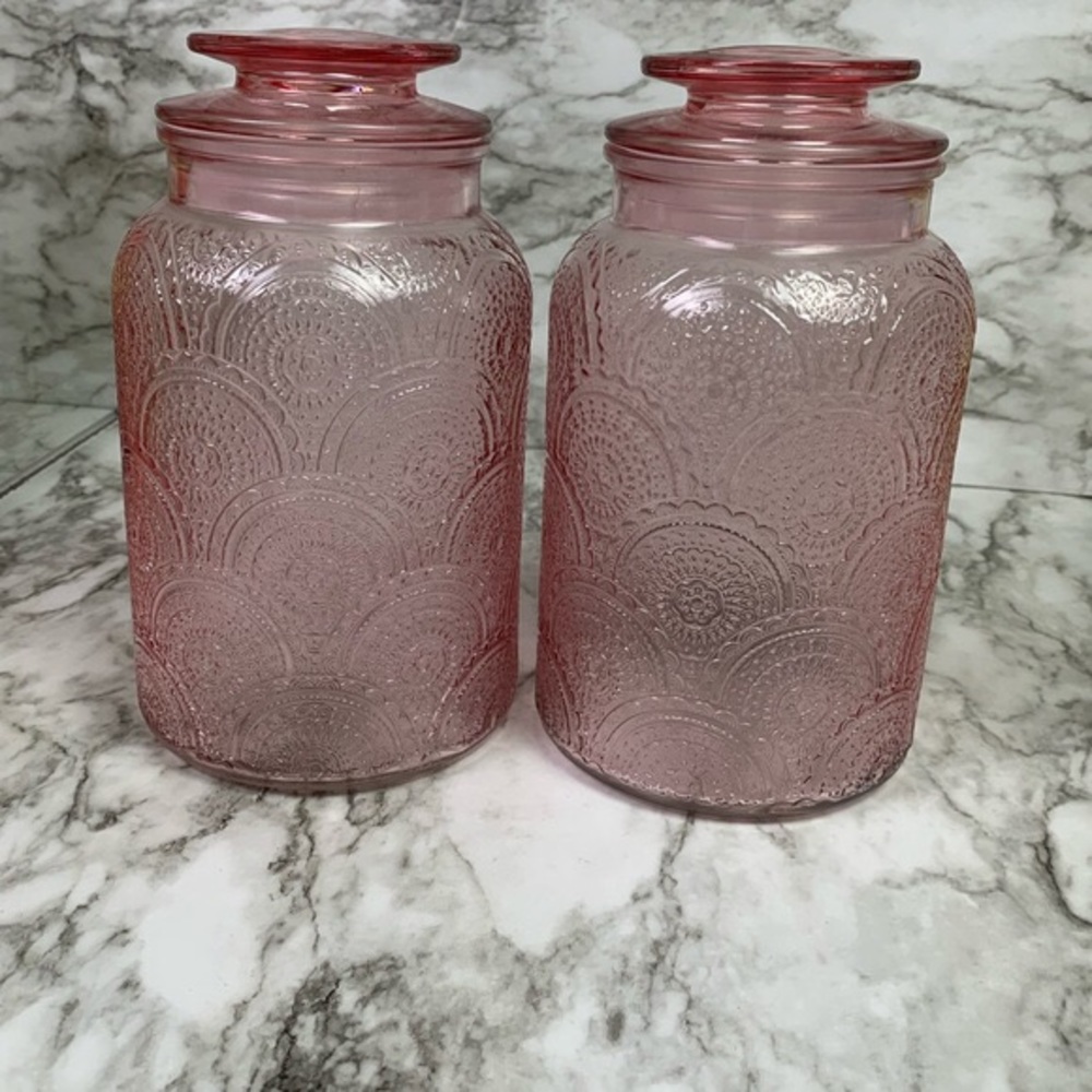 ISO - pink Opalhouse glass canister. Not for sale